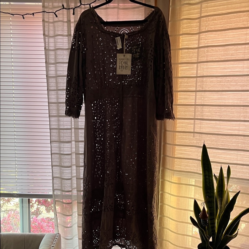 Magnolia Pearl Chocolate Brown Eyelet Maxi Dress - Picture 2 of 4